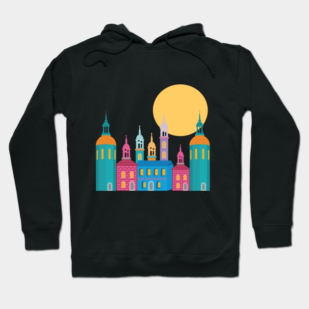 Fantastic City of Towers Under the Moon Hoodie by evisionarts